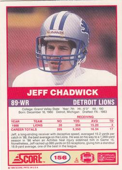 1989 Score #156 Jeff Chadwick Back