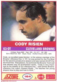 1989 Score #164 Cody Risien Back