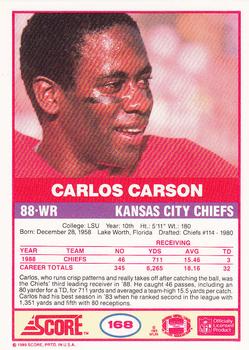 1989 Score #168 Carlos Carson Back