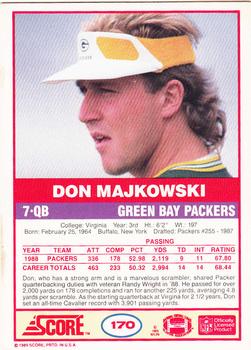1989 Score #170 Don Majkowski Back