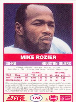 1989 Score #172 Mike Rozier Back