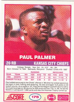1989 Score #175 Paul Palmer Back