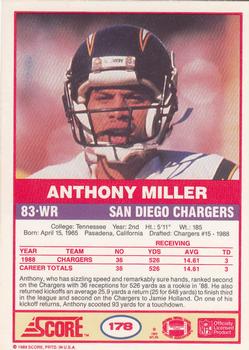1989 Score #178 Anthony Miller Back