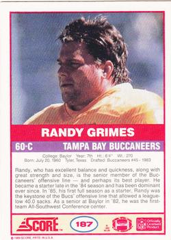 1989 Score #187 Randy Grimes Back