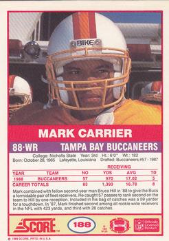 1989 Score #188 Mark Carrier Back