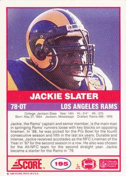 1989 Score #195 Jackie Slater Back