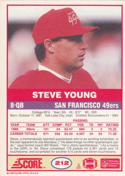 1989 Score #212 Steve Young Back