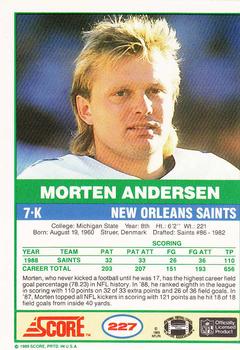 1989 Score #227 Morten Andersen Back