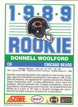 1989 Score #247 Donnell Woolford Back