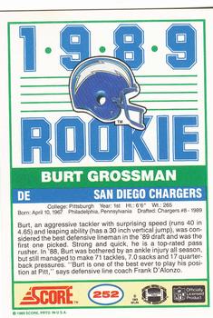 1989 Score #252 Burt Grossman Back
