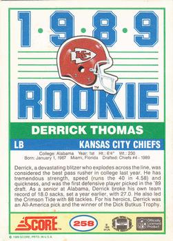 1989 Score #258 Derrick Thomas Back