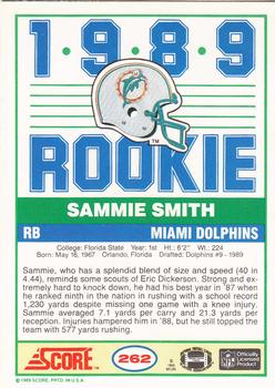 1989 Score #262 Sammie Smith Back