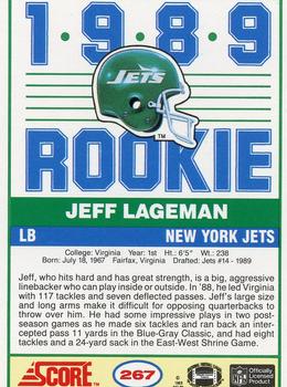 1989 Score #267 Jeff Lageman Back