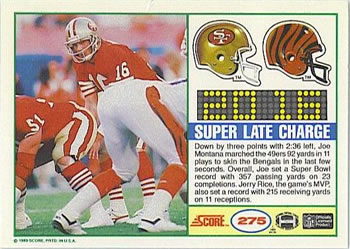 1989 Score #275 Super Bowl XXIII Back