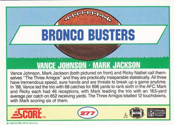 1989 Score #277 Mark Jackson / Vance Johnson Back
