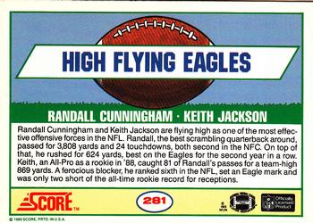 1989 Score #281 Randall Cunningham / Keith Jackson Back