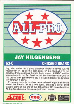 1989 Score #288 Jay Hilgenberg Back