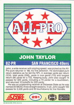 1989 Score #291 John Taylor Back