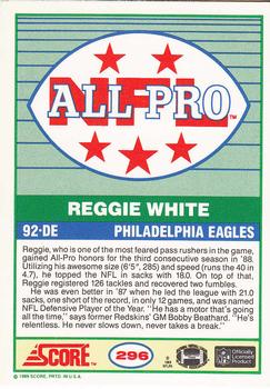 1989 Score #296 Reggie White Back