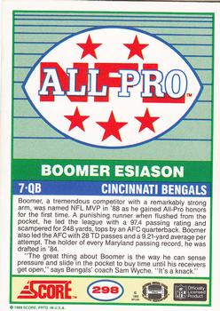 1989 Score #298 Boomer Esiason Back