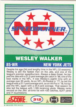 1989 Score #312 Wesley Walker Back