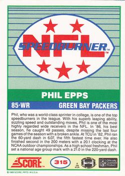 1989 Score #315 Phil Epps Back