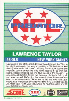1989 Score #322 Lawrence Taylor Back