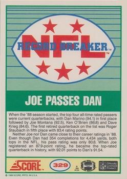 1989 Score #329 Joe Montana Back