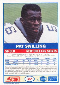 1989 Score #37 Pat Swilling Back