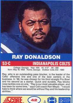 1989 Score #42 Ray Donaldson Back