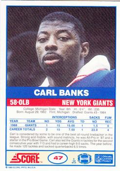 1989 Score #47 Carl Banks Back