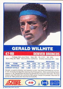 1989 Score #49 Gerald Willhite Back