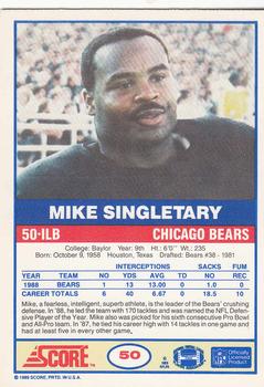 1989 Score #50 Mike Singletary Back