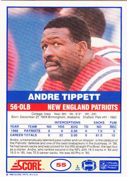 1989 Score #55 Andre Tippett Back