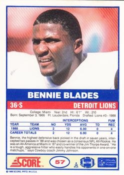 1989 Score #57 Bennie Blades Back