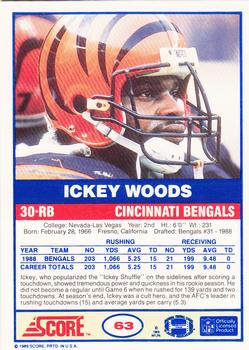 1989 Score #63 Ickey Woods Back