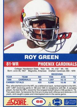 1989 Score #68 Roy Green Back