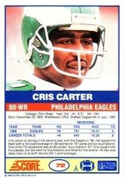 1989 Score #72 Cris Carter Back