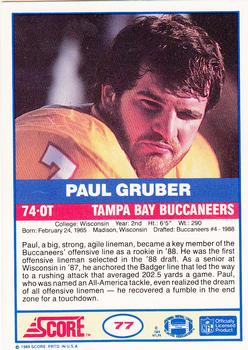 1989 Score #77 Paul Gruber Back