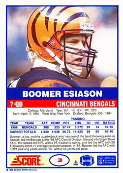 1989 Score #3 Boomer Esiason Back