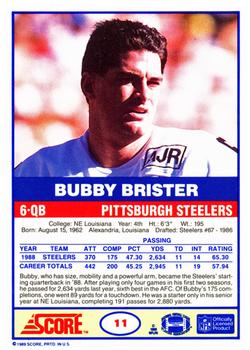 1989 Score #11 Bubby Brister Back