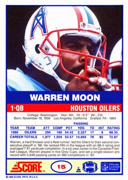 1989 Score #15 Warren Moon Back