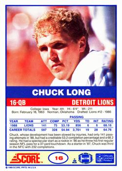 1989 Score #16 Chuck Long Back