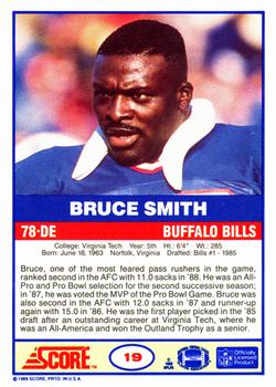 1989 Score #19 Bruce Smith Back