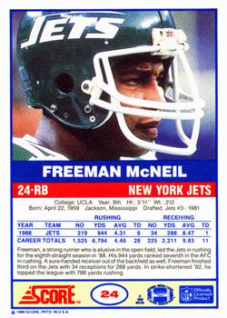 1989 Score #24 Freeman McNeil Back