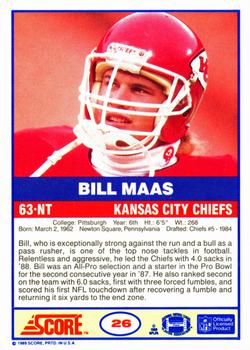 1989 Score #26 Bill Maas Back