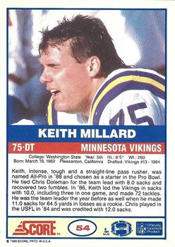 1989 Score #54 Keith Millard Back