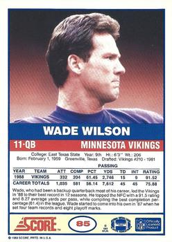 1989 Score #85 Wade Wilson Back