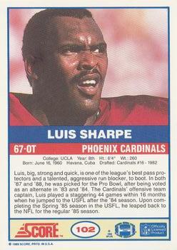1989 Score #102 Luis Sharpe Back