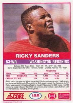 1989 Score #122 Ricky Sanders Back